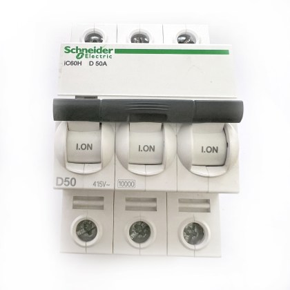 Schneider Electric iC60H A9F55350 D50A D50 50A 50 Amp 3 Pole Phase MCB Circuit Breaker Type D